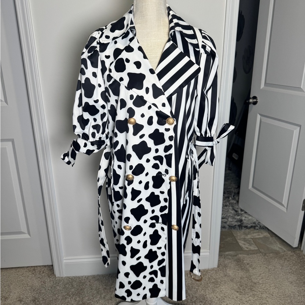 Stylish Black and White Trench Coat